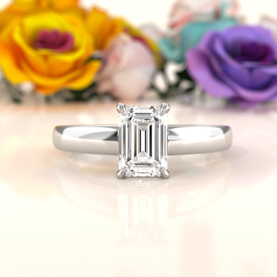 5.5g Prong Set Solitaire Lab Grown Diamond Engagement Ring Cathedral Setting IGI Certified 1.00 Ctw.