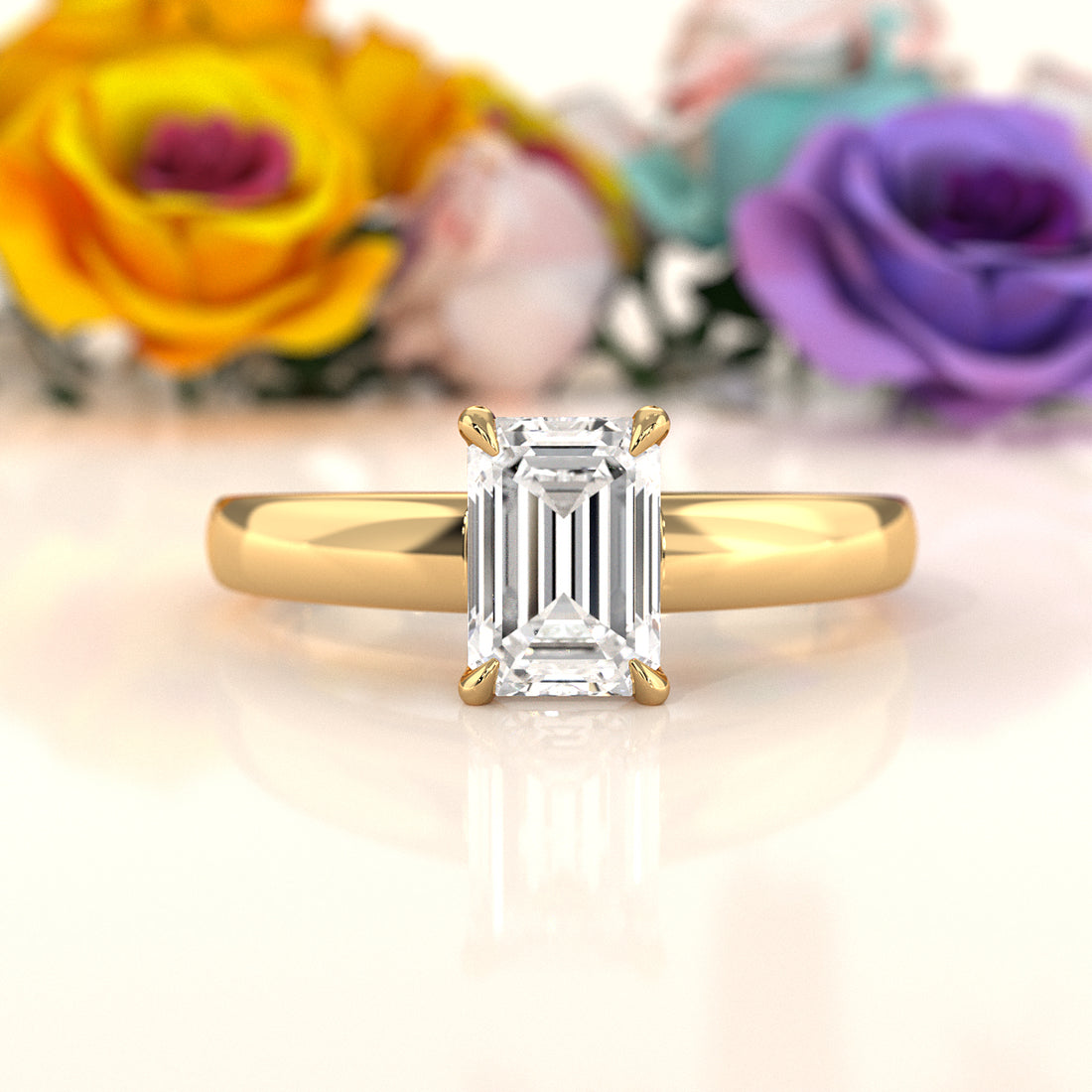 5.5g Prong Set Solitaire Lab Grown Diamond Engagement Ring Cathedral Setting IGI Certified 1.00 Ctw.