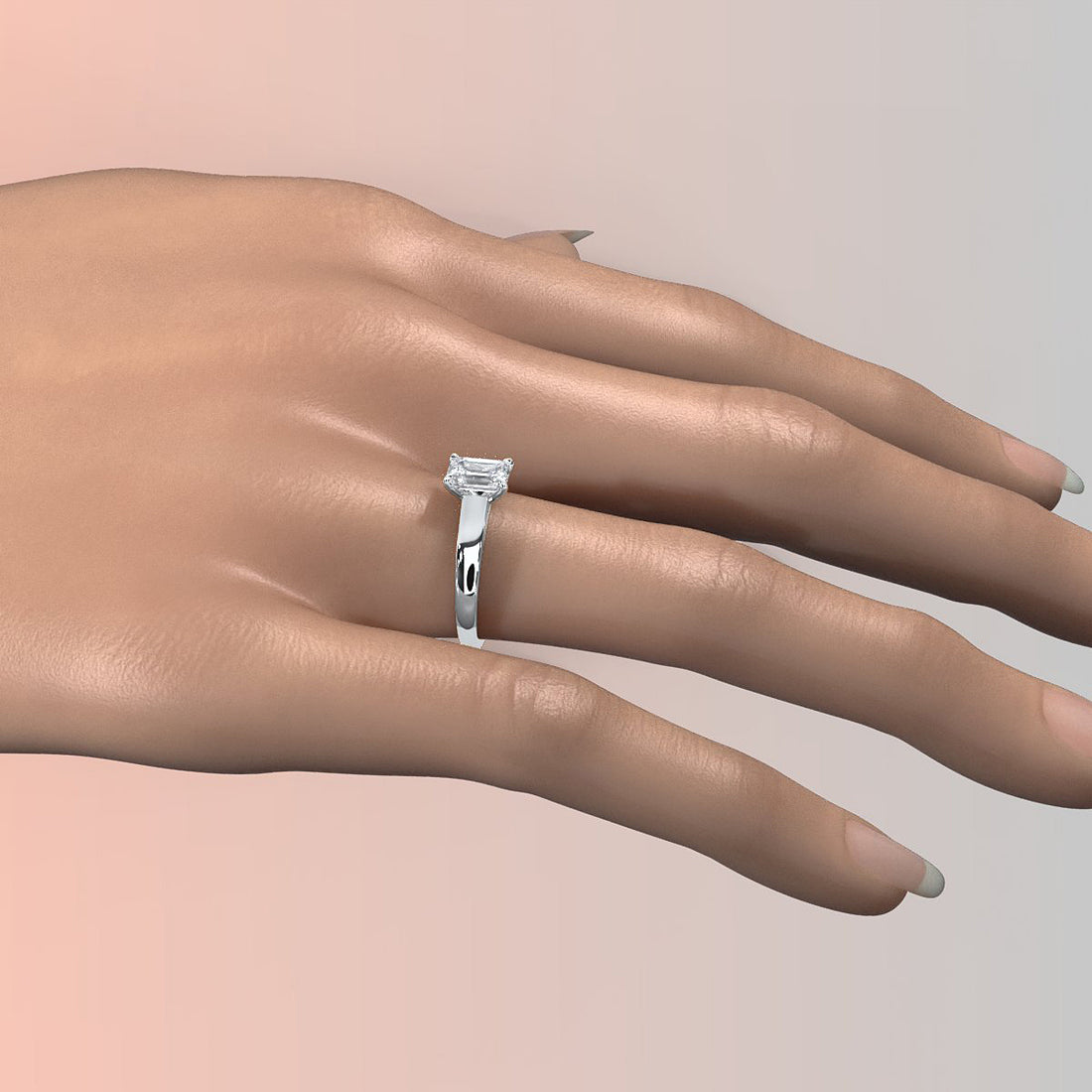 5.5g Prong Set Solitaire Lab Grown Diamond Engagement Ring Cathedral Setting IGI Certified 1.00 Ctw.