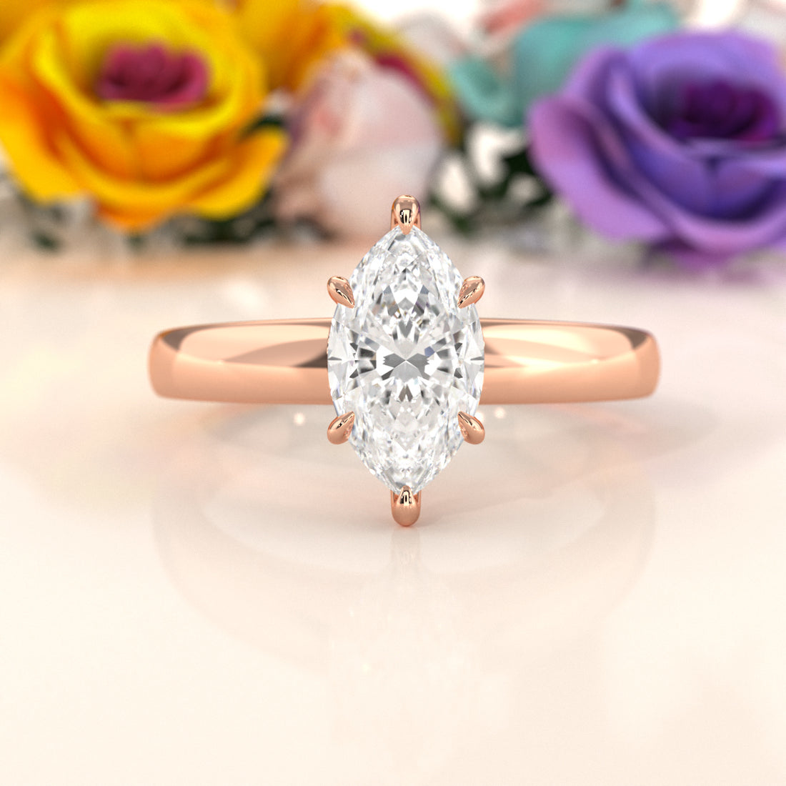 5.5g Prong Set Solitaire Lab Grown Diamond Engagement Ring Cathedral Setting IGI Certified 1.00 Ctw.