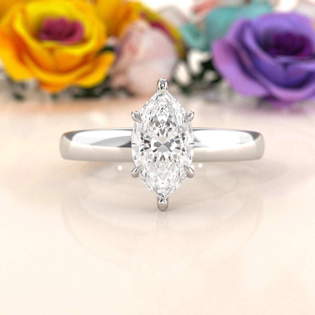 5.5g Prong Set Solitaire Lab Grown Diamond Engagement Ring Cathedral Setting IGI Certified 1.00 Ctw.