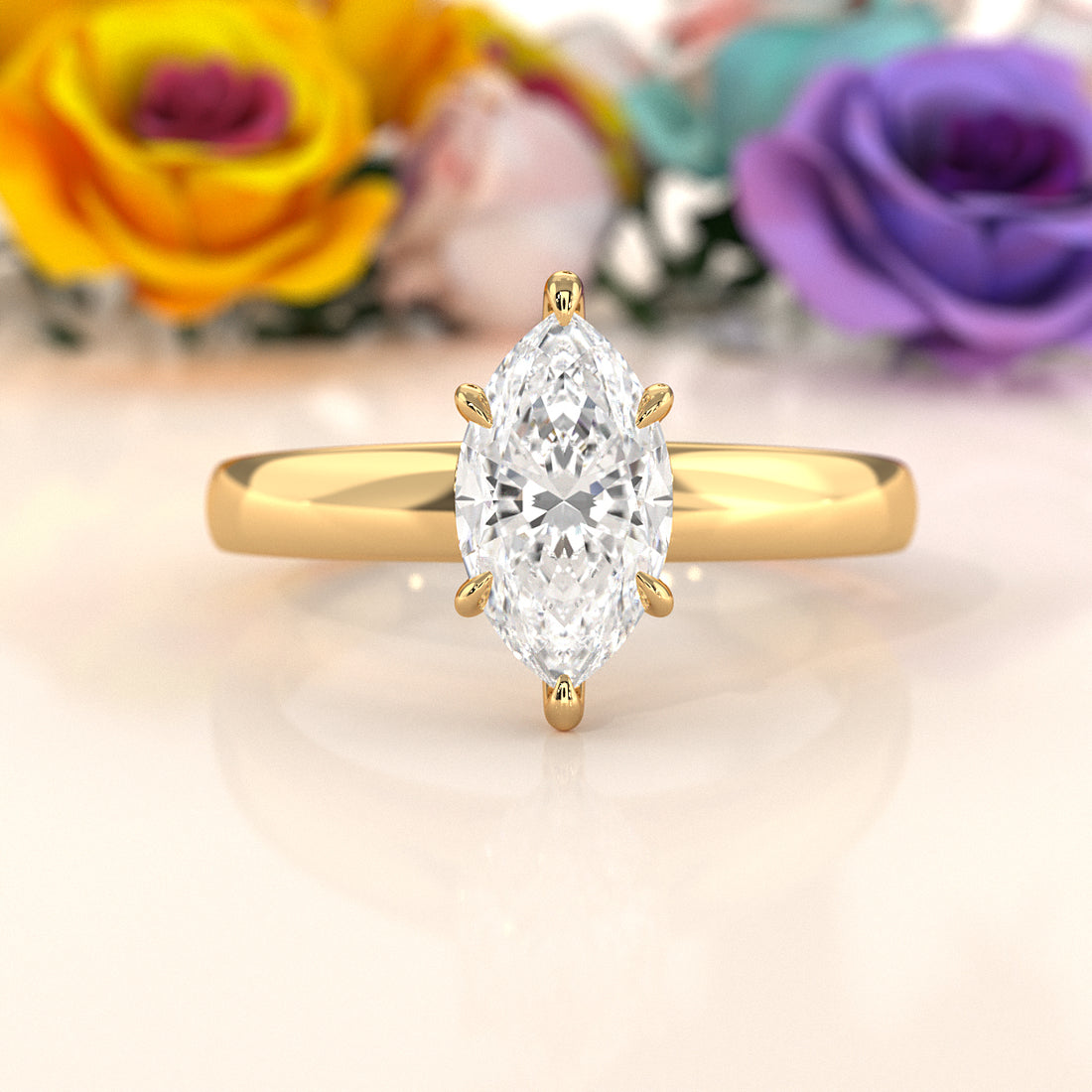 5.5g Prong Set Solitaire Lab Grown Diamond Engagement Ring Cathedral Setting IGI Certified 1.00 Ctw.
