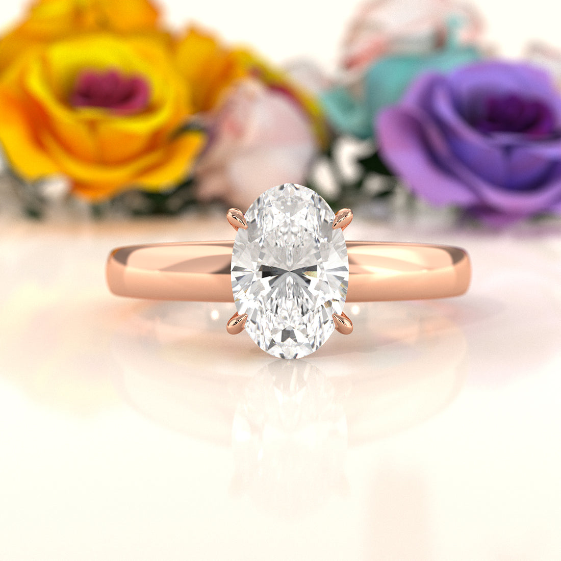 5.5g Prong Set Solitaire Lab Grown Diamond Engagement Ring Cathedral Setting IGI Certified 1.00 Ctw.