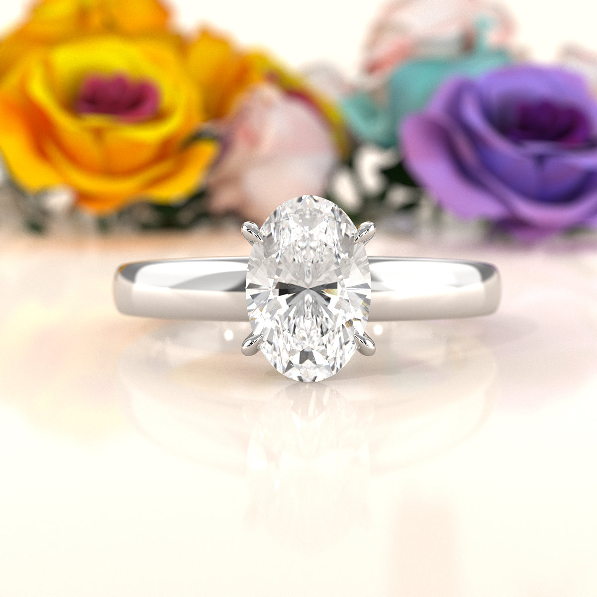 5.5g Prong Set Solitaire Lab Grown Diamond Engagement Ring Cathedral Setting IGI Certified 1.00 Ctw.
