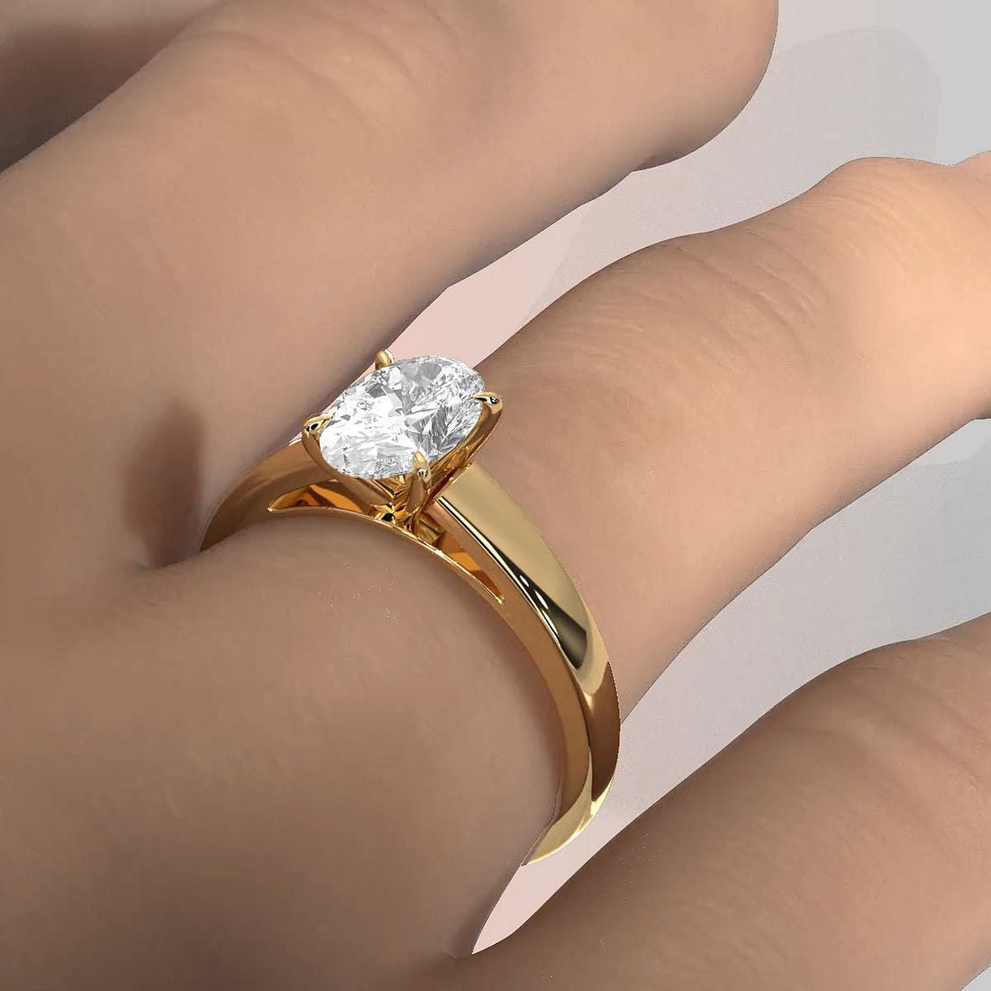 5.5g Prong Set Solitaire Lab Grown Diamond Engagement Ring Cathedral Setting IGI Certified 1.00 Ctw.