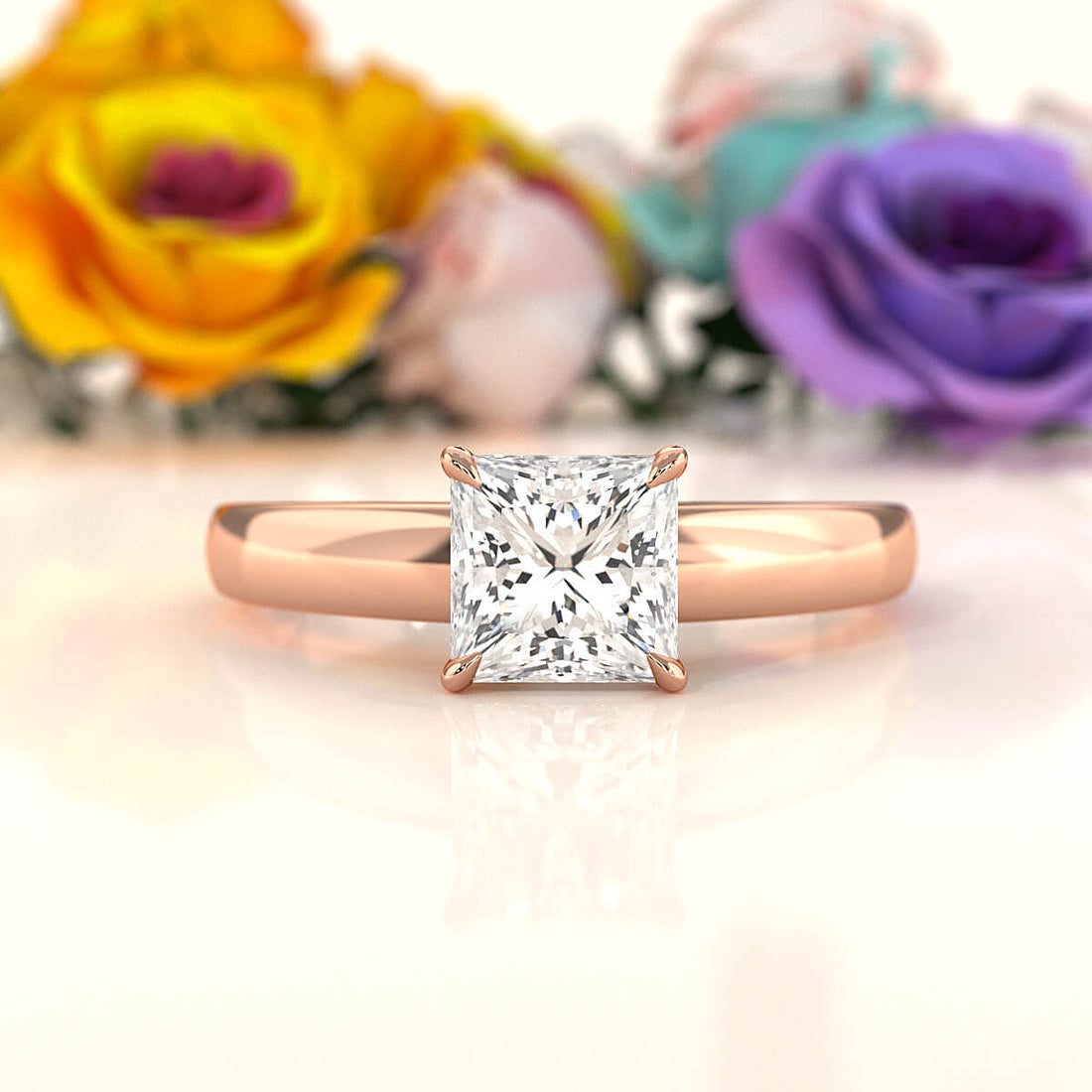 5.5g Prong Set Solitaire Lab Grown Diamond Engagement Ring Cathedral Setting IGI Certified 1.00 Ctw.