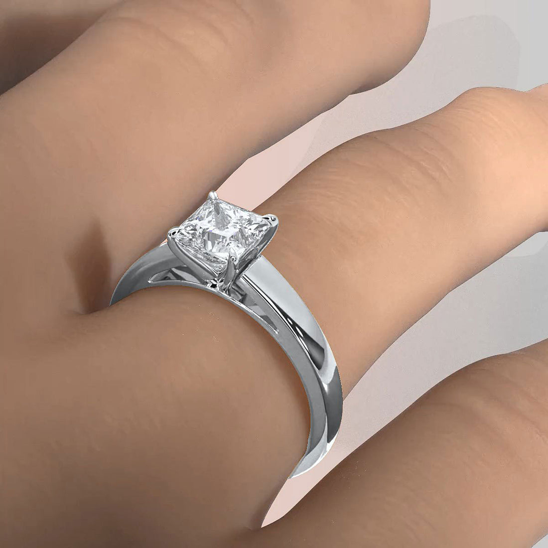 5.5g Prong Set Solitaire Lab Grown Diamond Engagement Ring Cathedral Setting IGI Certified 1.00 Ctw.