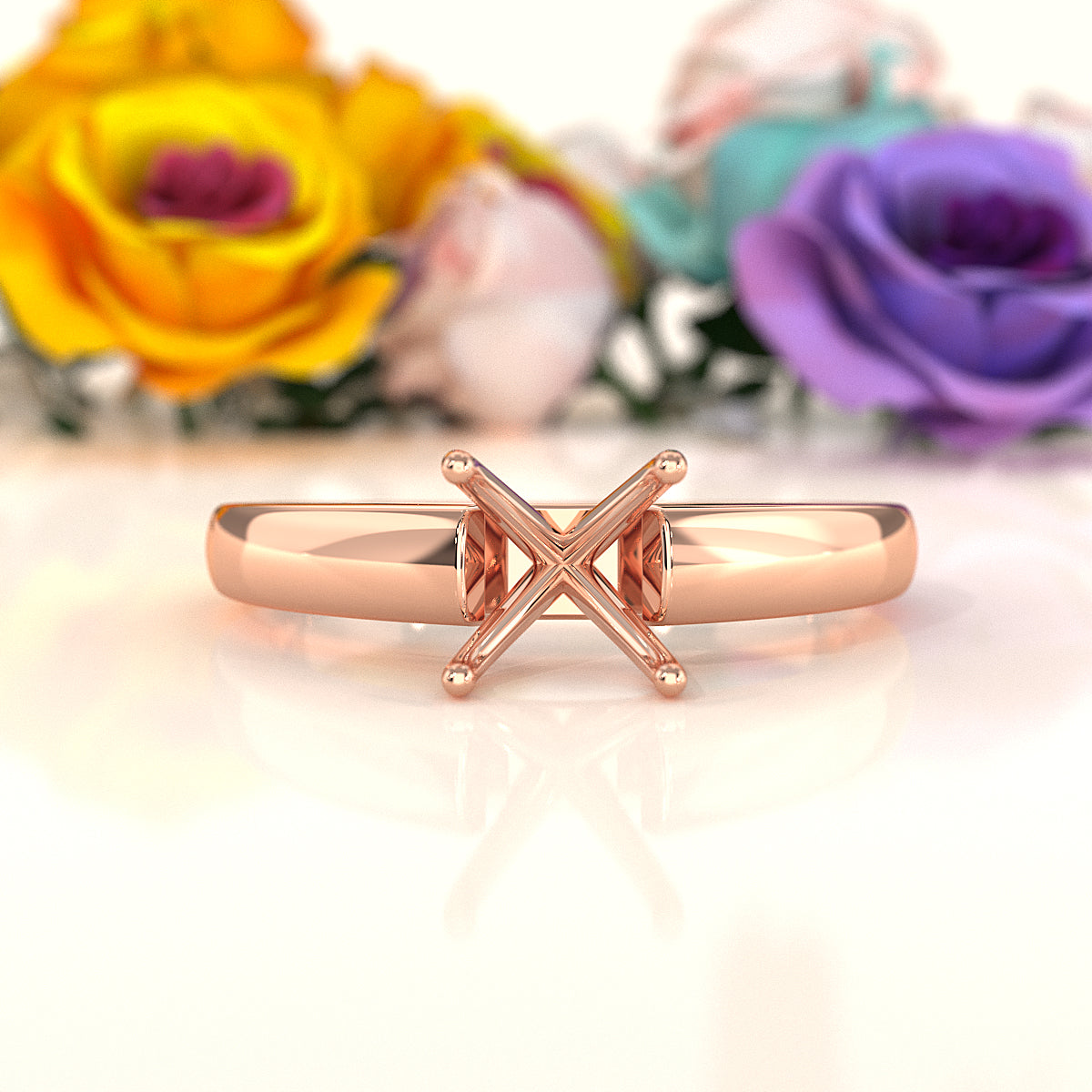 5.5g Prong Set Solitaire Semi Mount Engagement Ring Cathedral Setting