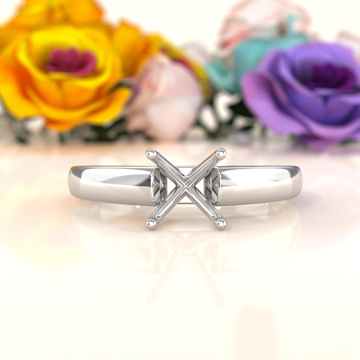 5.5g Prong Set Solitaire Semi Mount Engagement Ring Cathedral Setting