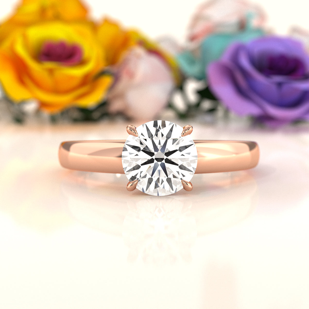 5.5g Prong Set Solitaire Lab Grown Diamond Engagement Ring Cathedral Setting IGI Certified 1.00 Ctw.