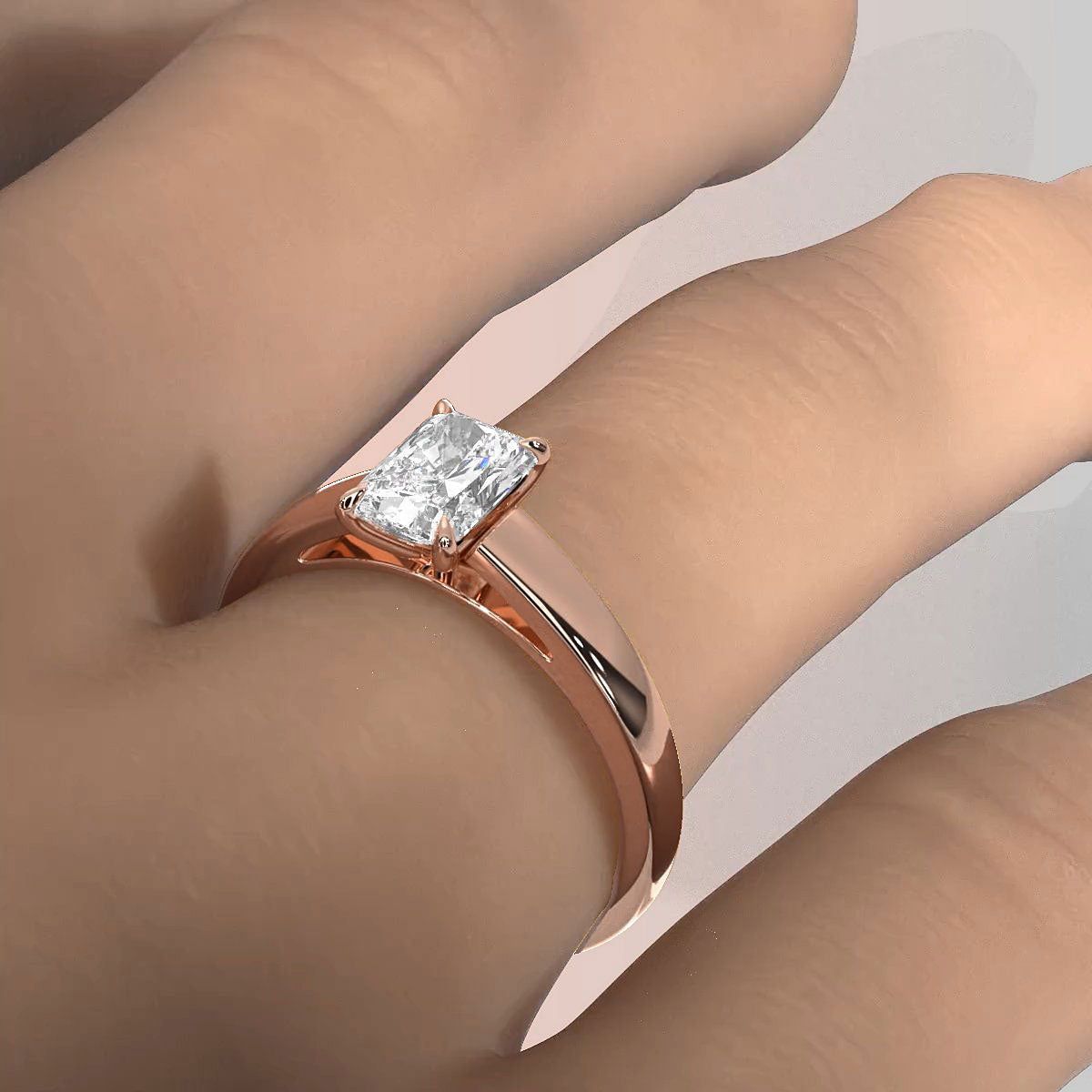 5.5g Prong Set Solitaire Lab Grown Diamond Engagement Ring Cathedral Setting IGI Certified 1.00 Ctw.