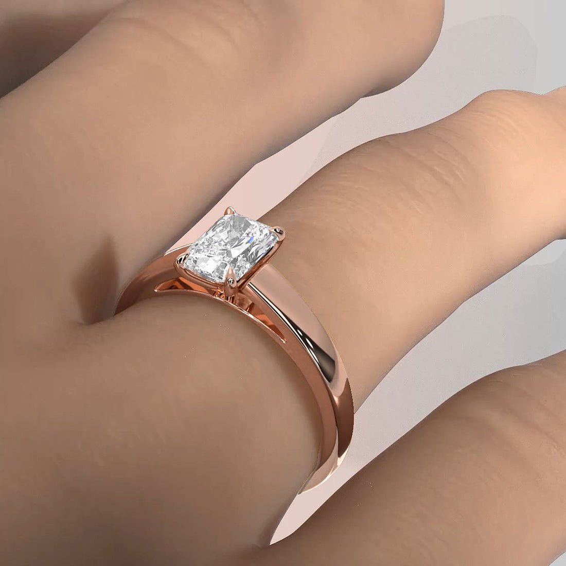 5.5g Prong Set Solitaire Lab Grown Diamond Engagement Ring Cathedral Setting IGI Certified 1.00 Ctw.