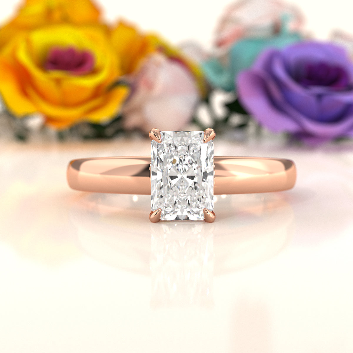 5.5g Prong Set Solitaire Lab Grown Diamond Engagement Ring Cathedral Setting IGI Certified 1.00 Ctw.