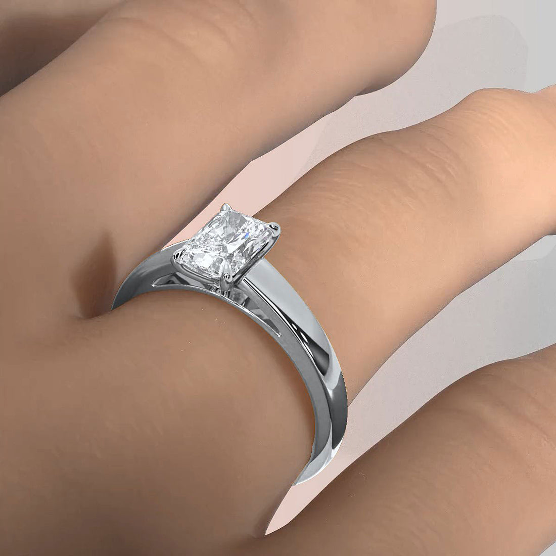 5.5g Prong Set Solitaire Lab Grown Diamond Engagement Ring Cathedral Setting IGI Certified 1.00 Ctw.