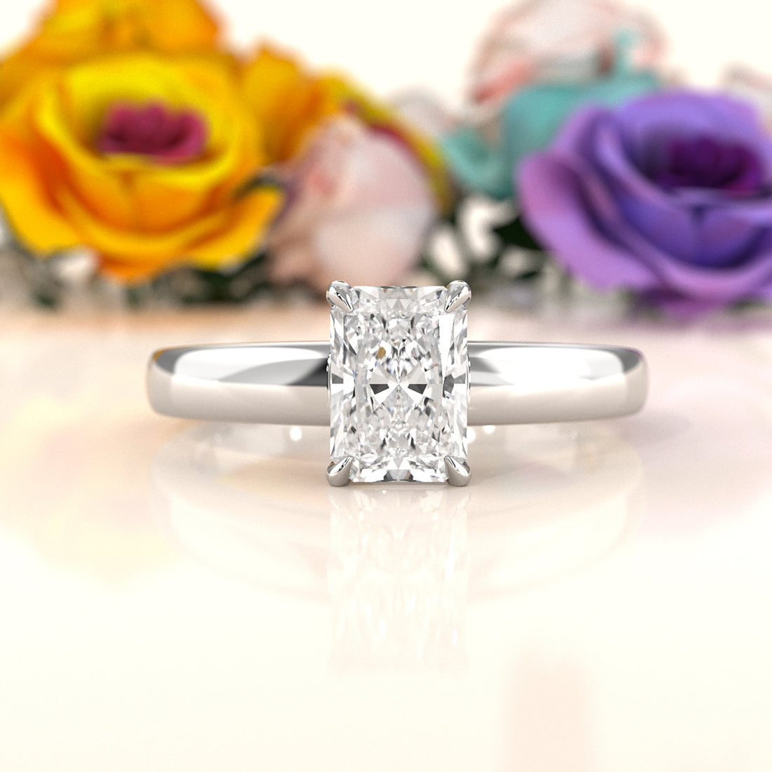 5.5g Prong Set Solitaire Lab Grown Diamond Engagement Ring Cathedral Setting IGI Certified 1.00 Ctw.