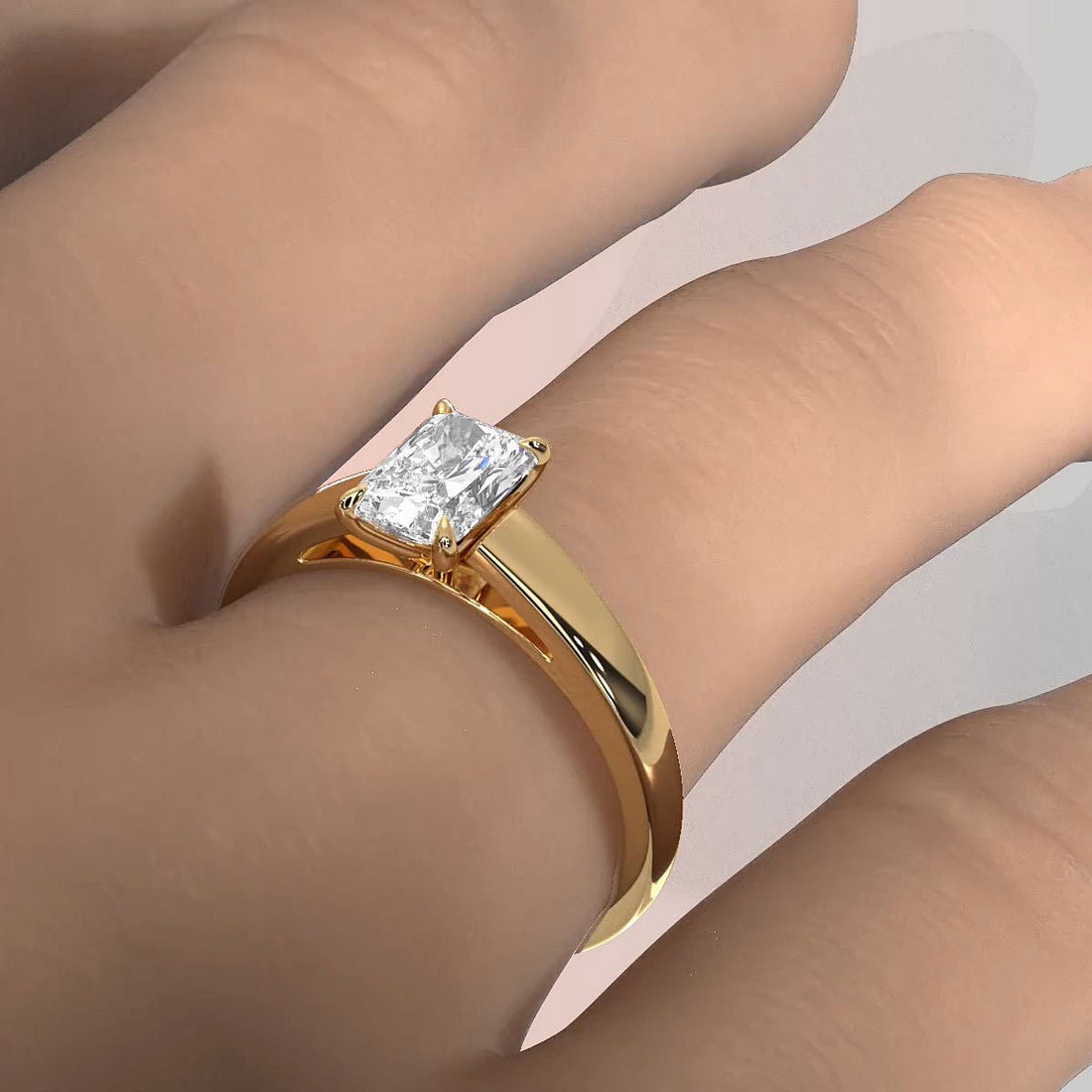 5.5g Prong Set Solitaire Lab Grown Diamond Engagement Ring Cathedral Setting IGI Certified 1.00 Ctw.