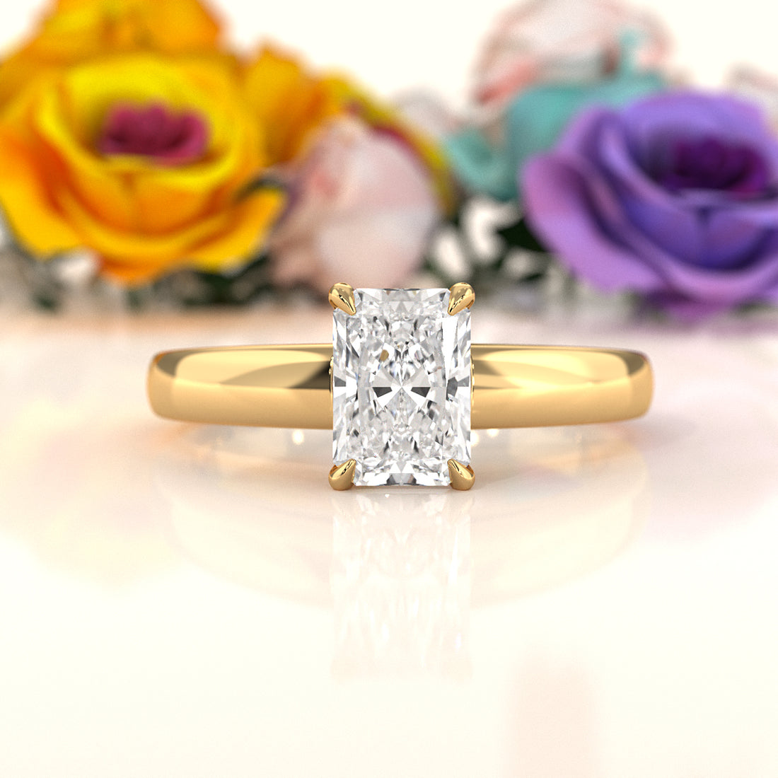 5.5g Prong Set Solitaire Lab Grown Diamond Engagement Ring Cathedral Setting IGI Certified 1.00 Ctw.