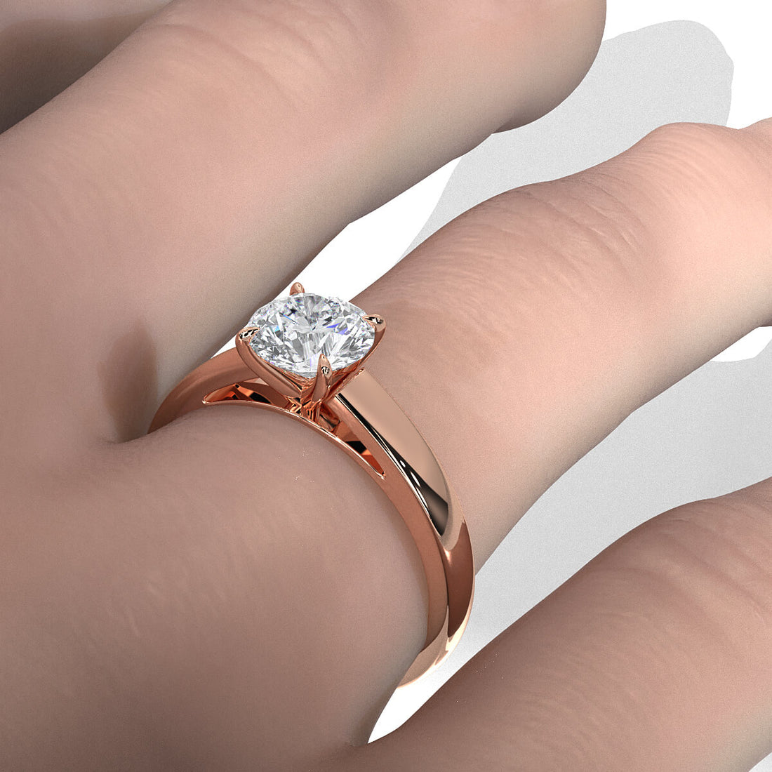 5.5g Prong Set Solitaire Lab Grown Diamond Engagement Ring Cathedral Setting IGI Certified 1.00 Ctw.