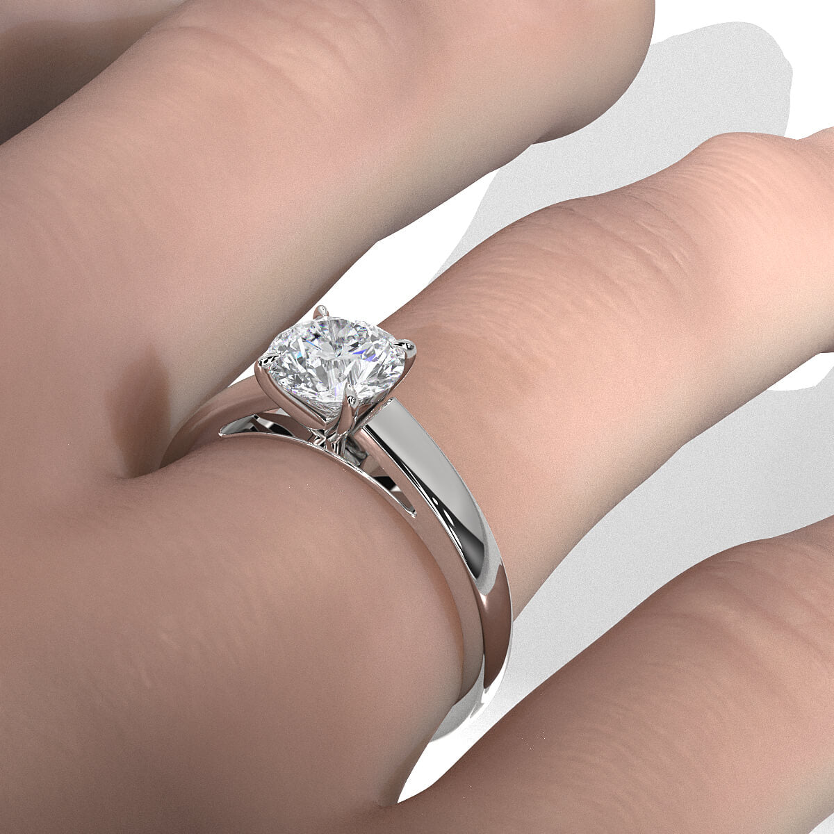 5.5g Prong Set Solitaire Lab Grown Diamond Engagement Ring Cathedral Setting IGI Certified 1.00 Ctw.