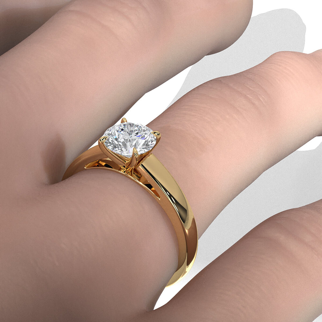 5.5g Prong Set Solitaire Lab Grown Diamond Engagement Ring Cathedral Setting IGI Certified 1.00 Ctw.