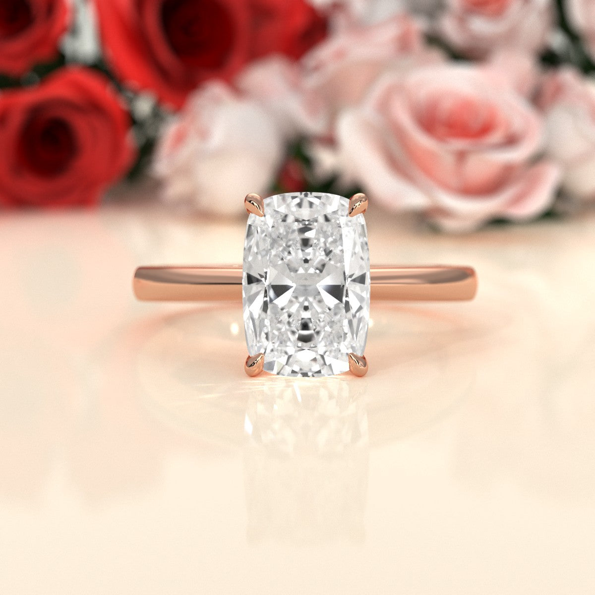 4g Cathedral Style Solitaire 2.5mm Heart Engagement Ring Setting IGI Certified 1.00 Ctw.