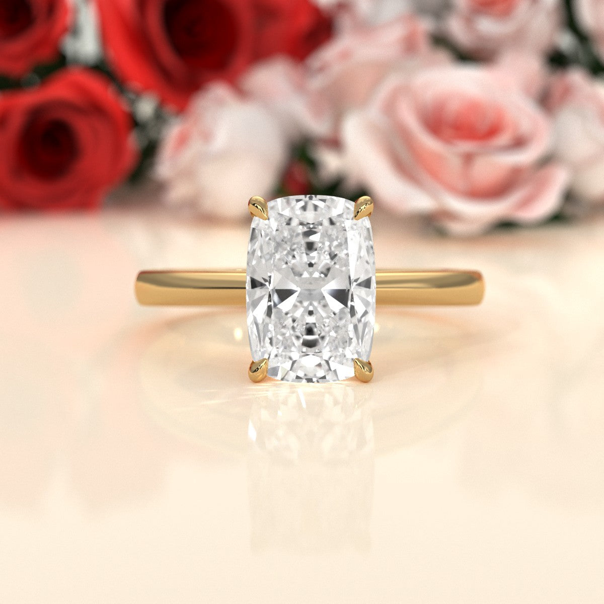 4g Cathedral Style Solitaire 2.5mm Heart Engagement Ring Setting IGI Certified 1.00 Ctw.