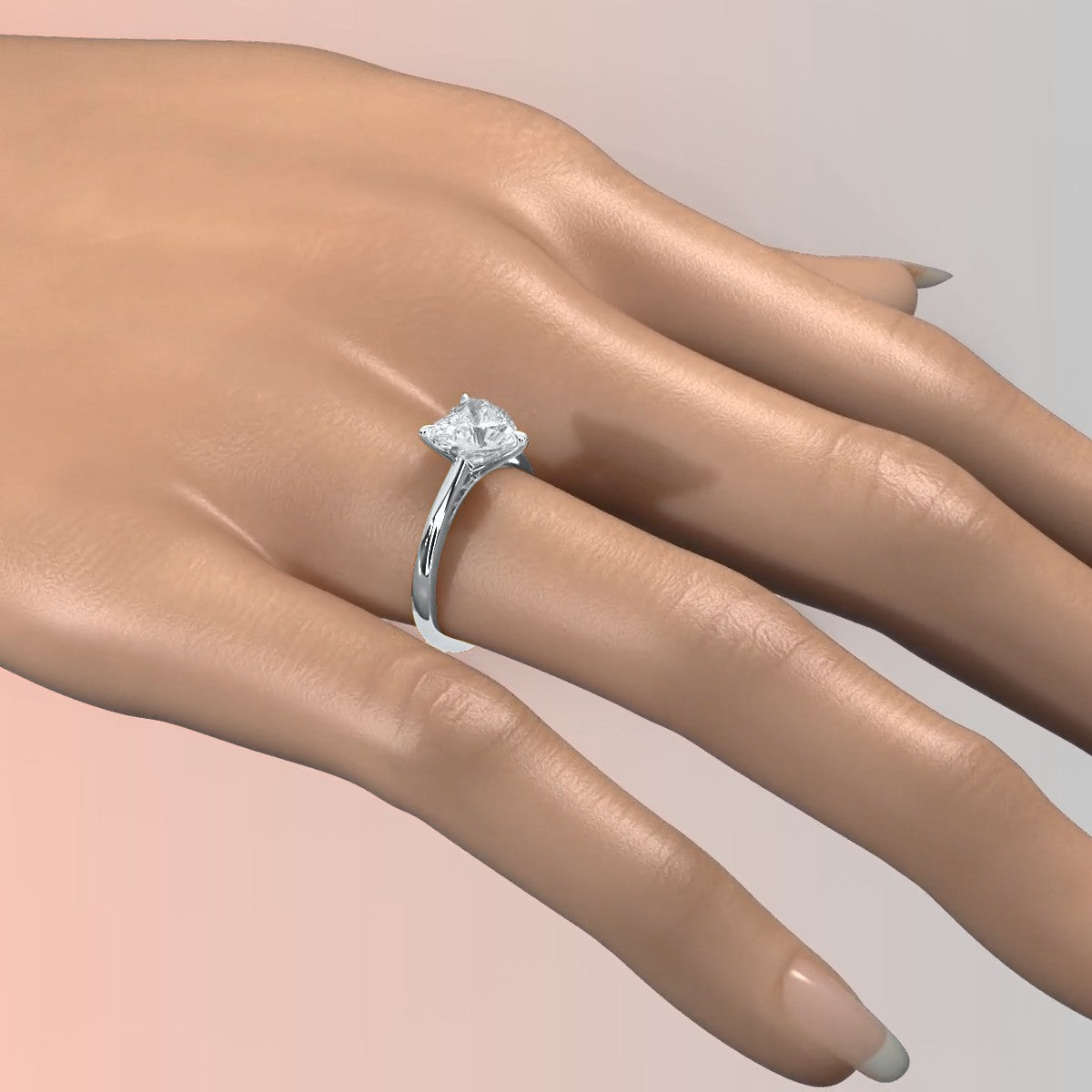 4g Cathedral Style Solitaire 2.5mm Heart Engagement Ring Setting IGI Certified 1.00 Ctw.