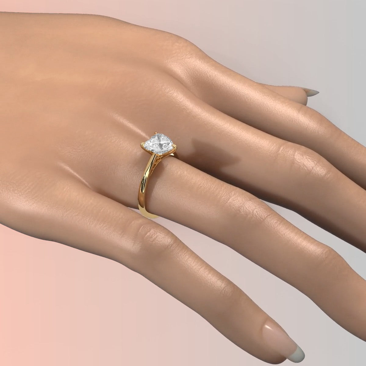 4g Cathedral Style Solitaire 2.5mm Heart Engagement Ring Setting IGI Certified 1.00 Ctw.