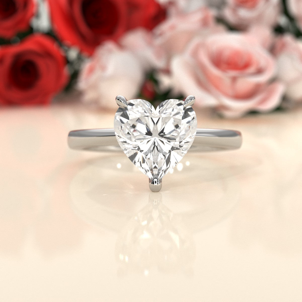 4g Cathedral Style Solitaire 2.5mm Heart Engagement Ring Setting IGI Certified 1.00 Ctw.
