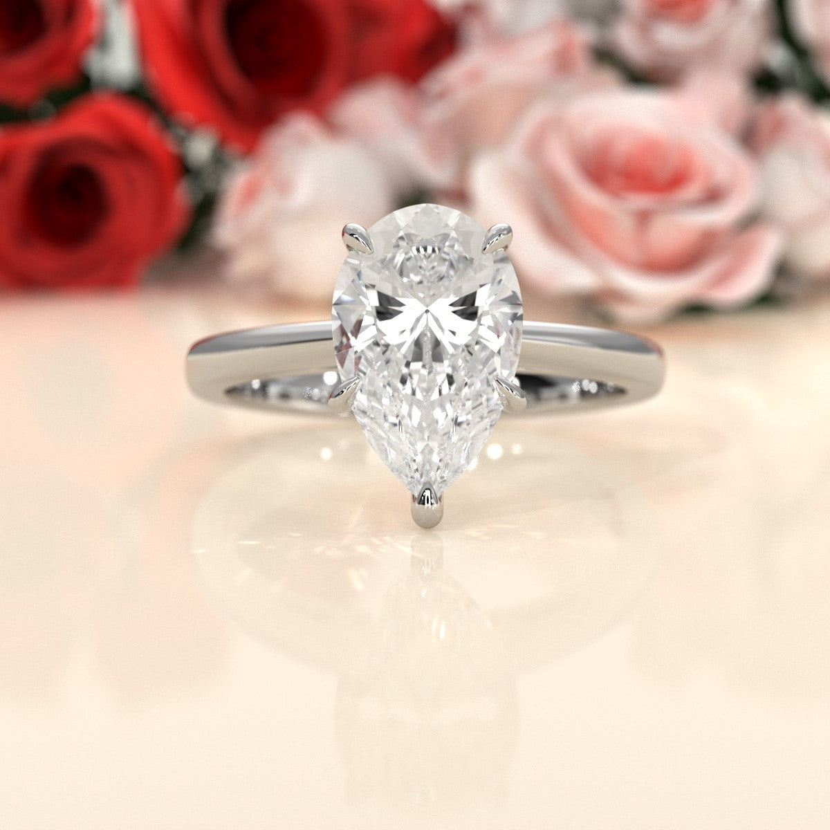 4g Cathedral Style Solitaire 2.5mm Heart Engagement Ring Setting IGI Certified 1.00 Ctw.