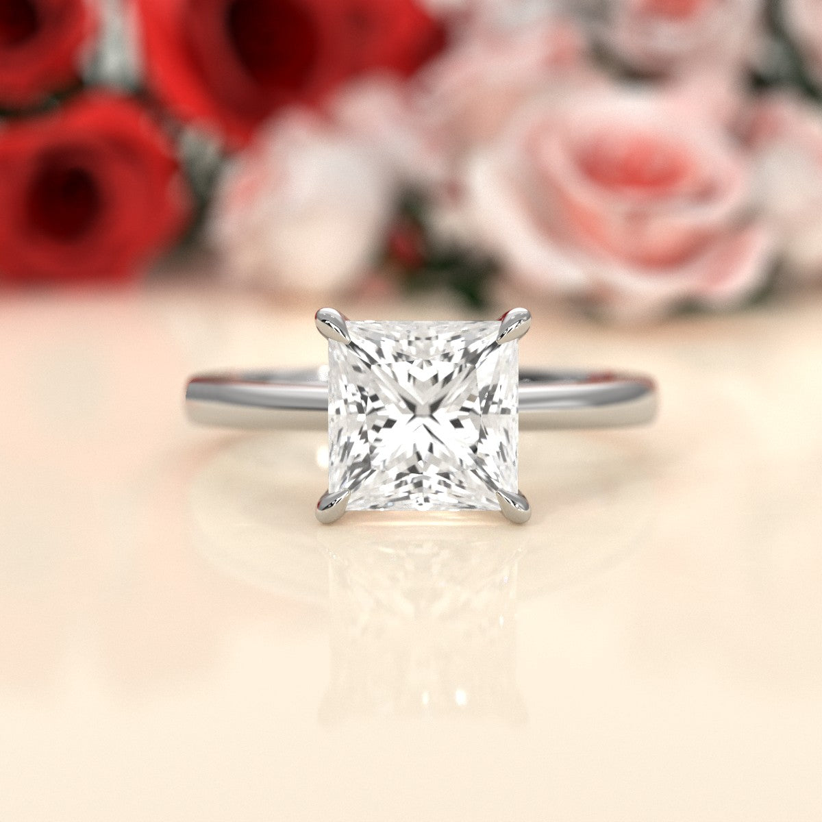 4g Cathedral Style Solitaire 2.5mm Heart Engagement Ring Setting IGI Certified 1.00 Ctw.