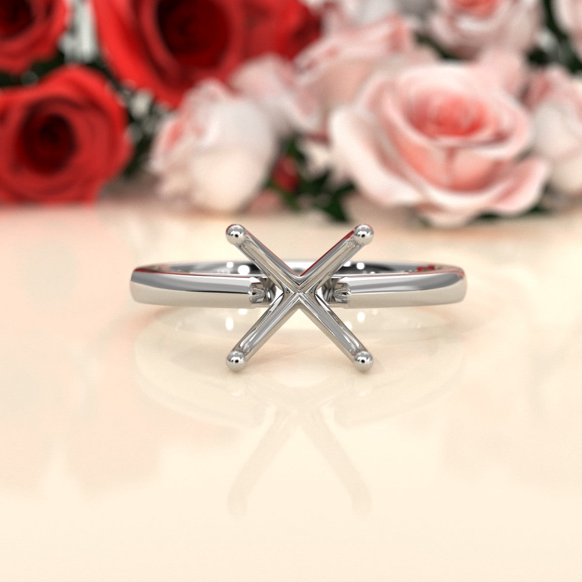 4g Cathedral Style Solitaire  Semi Mount Engagement Ring Setting 2.5mm