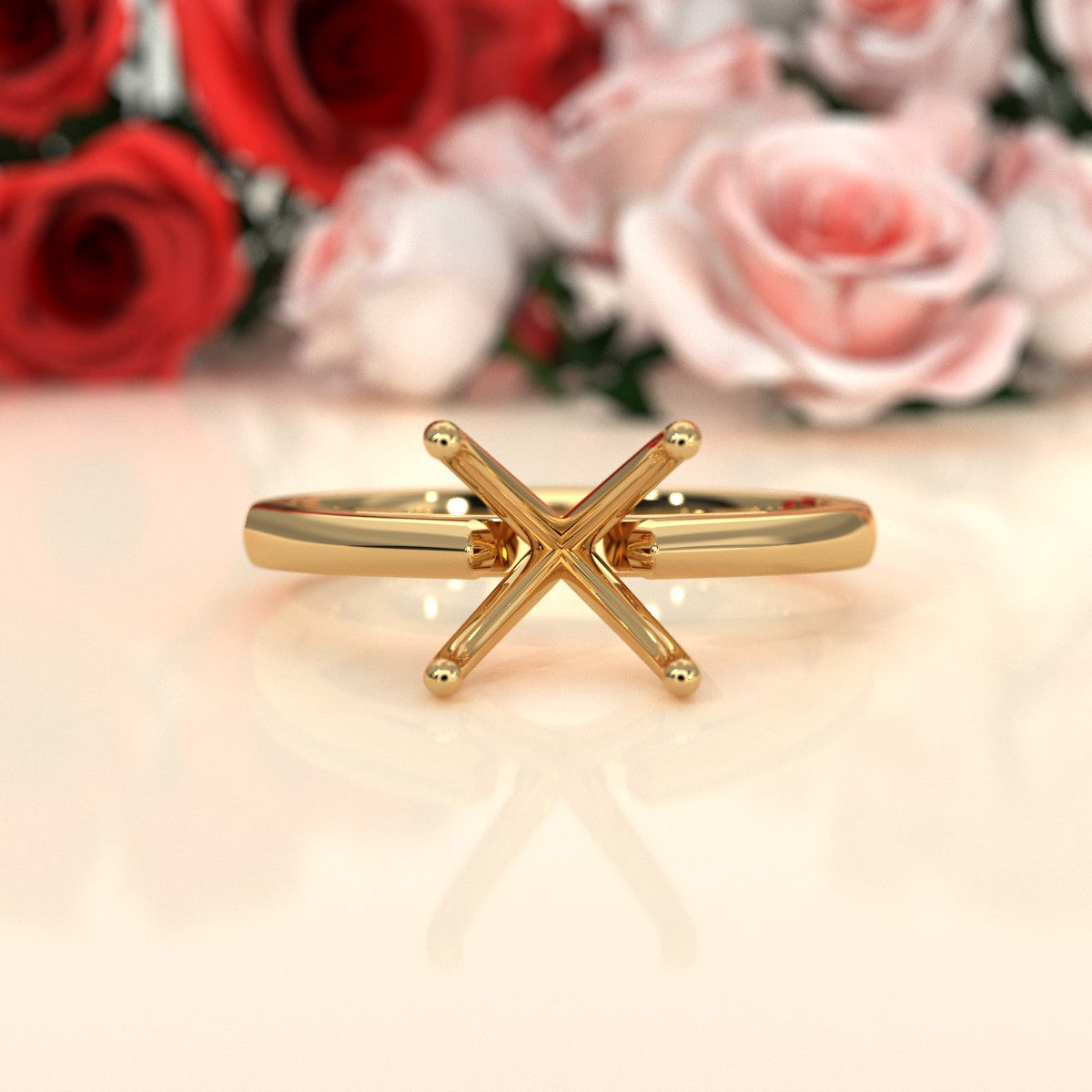 4g Cathedral Style Solitaire  Semi Mount Engagement Ring Setting 2.5mm