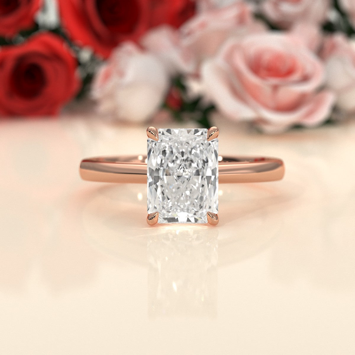 4g Cathedral Style Solitaire 2.5mm Heart Engagement Ring Setting IGI Certified 1.00 Ctw.