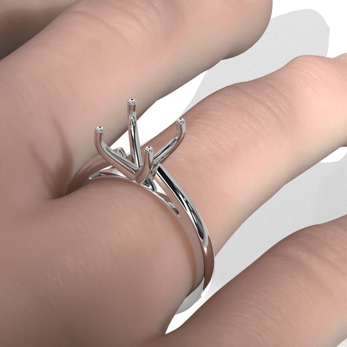 4g Cathedral Style Solitaire  Semi Mount Engagement Ring Setting 2.5mm