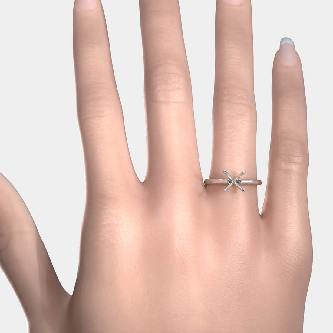 4g Cathedral Style Solitaire  Semi Mount Engagement Ring Setting 2.5mm