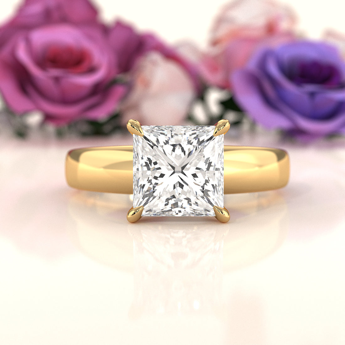 7g Cathedral Style Solitaire Lab Grown Diamond IGI Certified Engagement Ring 5.5mm 1.00 Ctw.