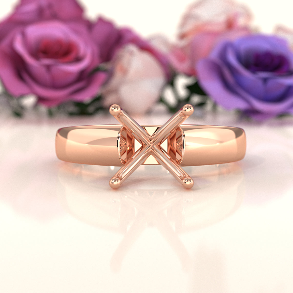 7g Cathedral Style Solitaire Semi Mount Engagement Ring Setting 5.5mm