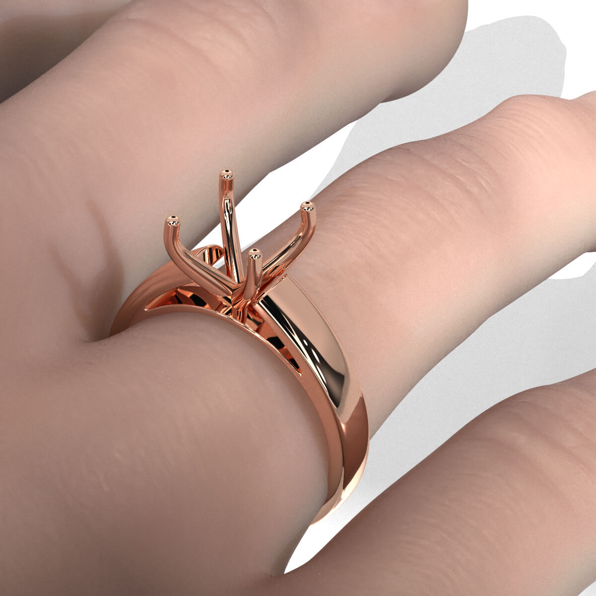 7g Cathedral Style Solitaire Semi Mount Engagement Ring Setting 5.5mm