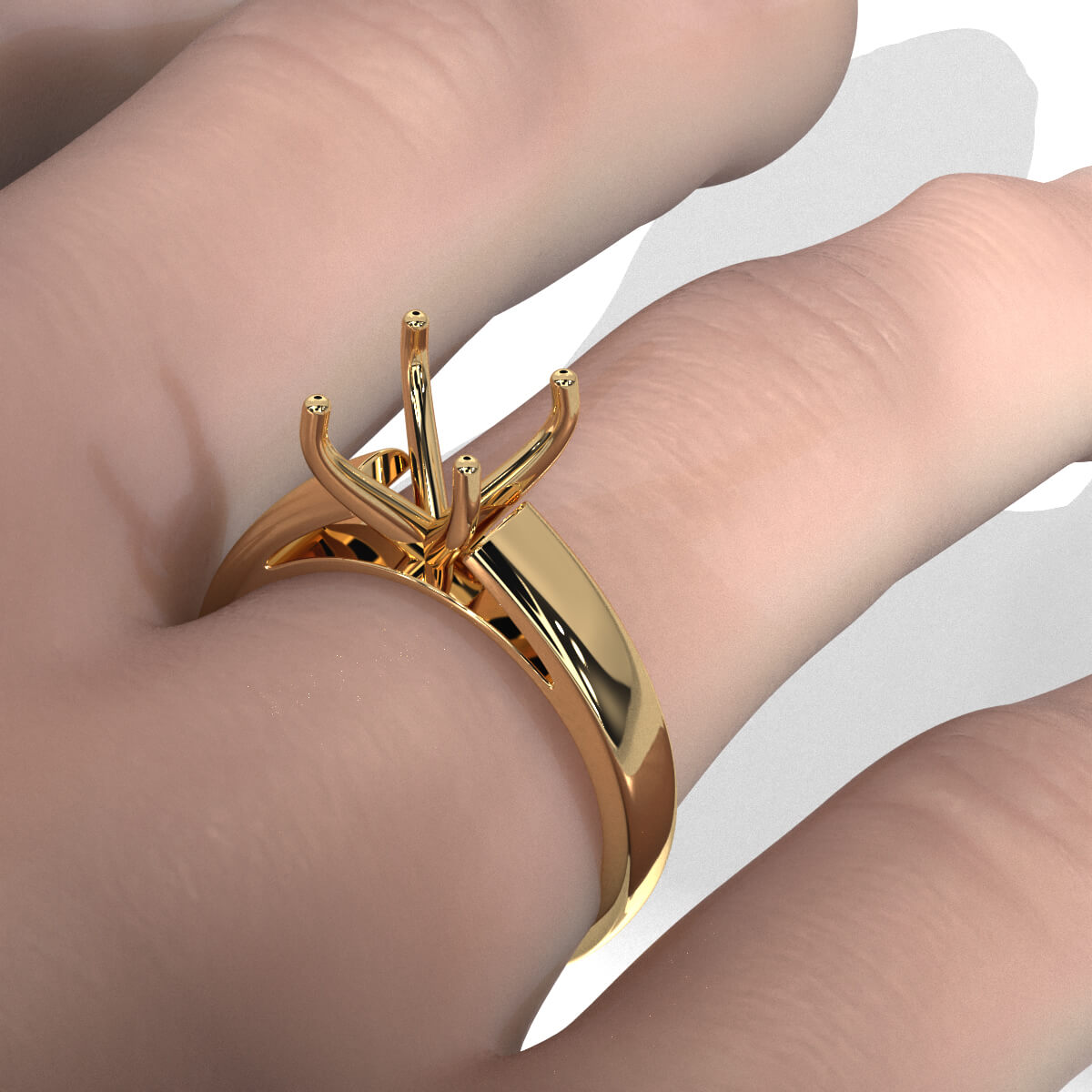 7g Cathedral Style Solitaire Semi Mount Engagement Ring Setting 5.5mm