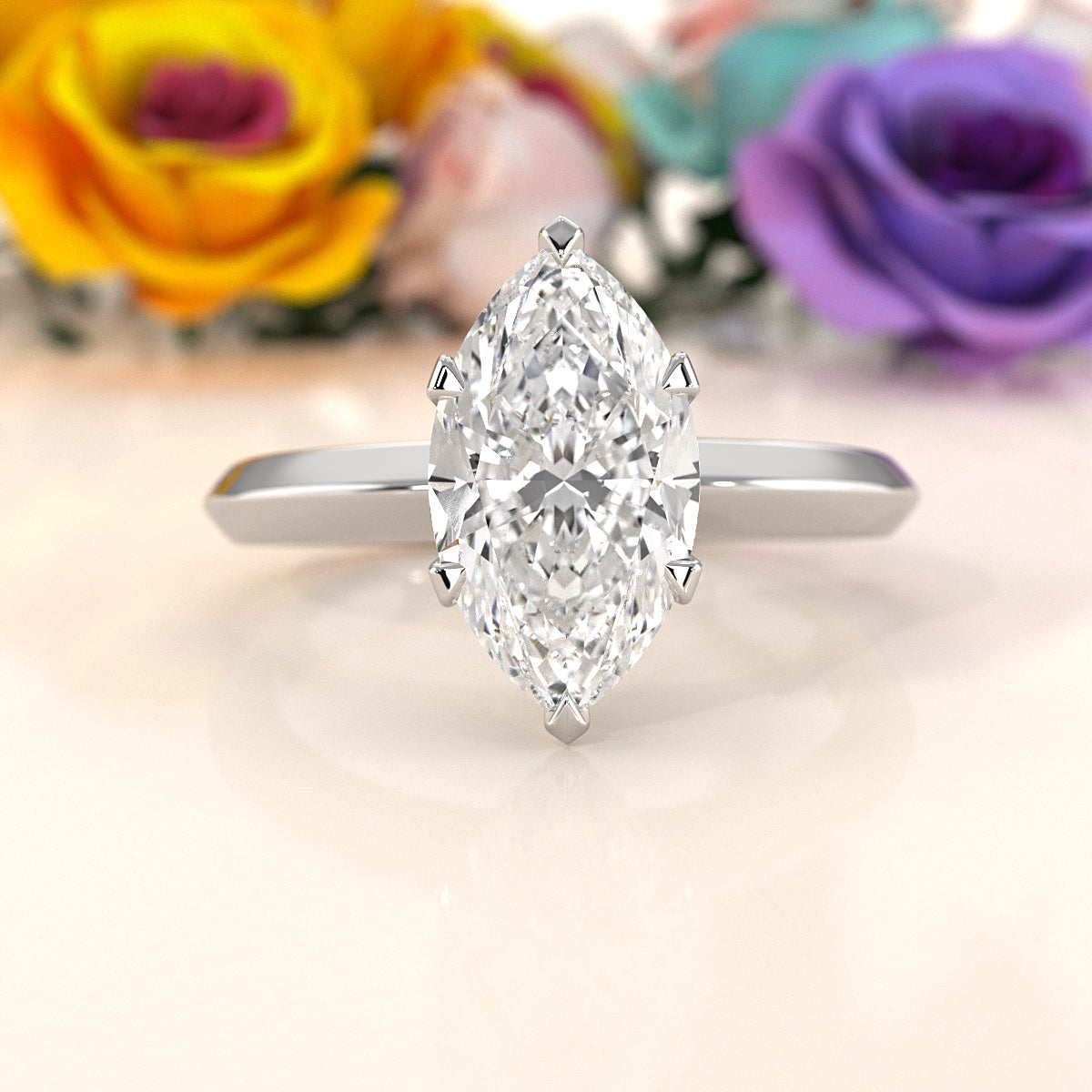 4g Six Prong Knife Edge Lab Grown Diamond IGI Certified Solitaire 3mm Ring Setting 1.00 Ct.