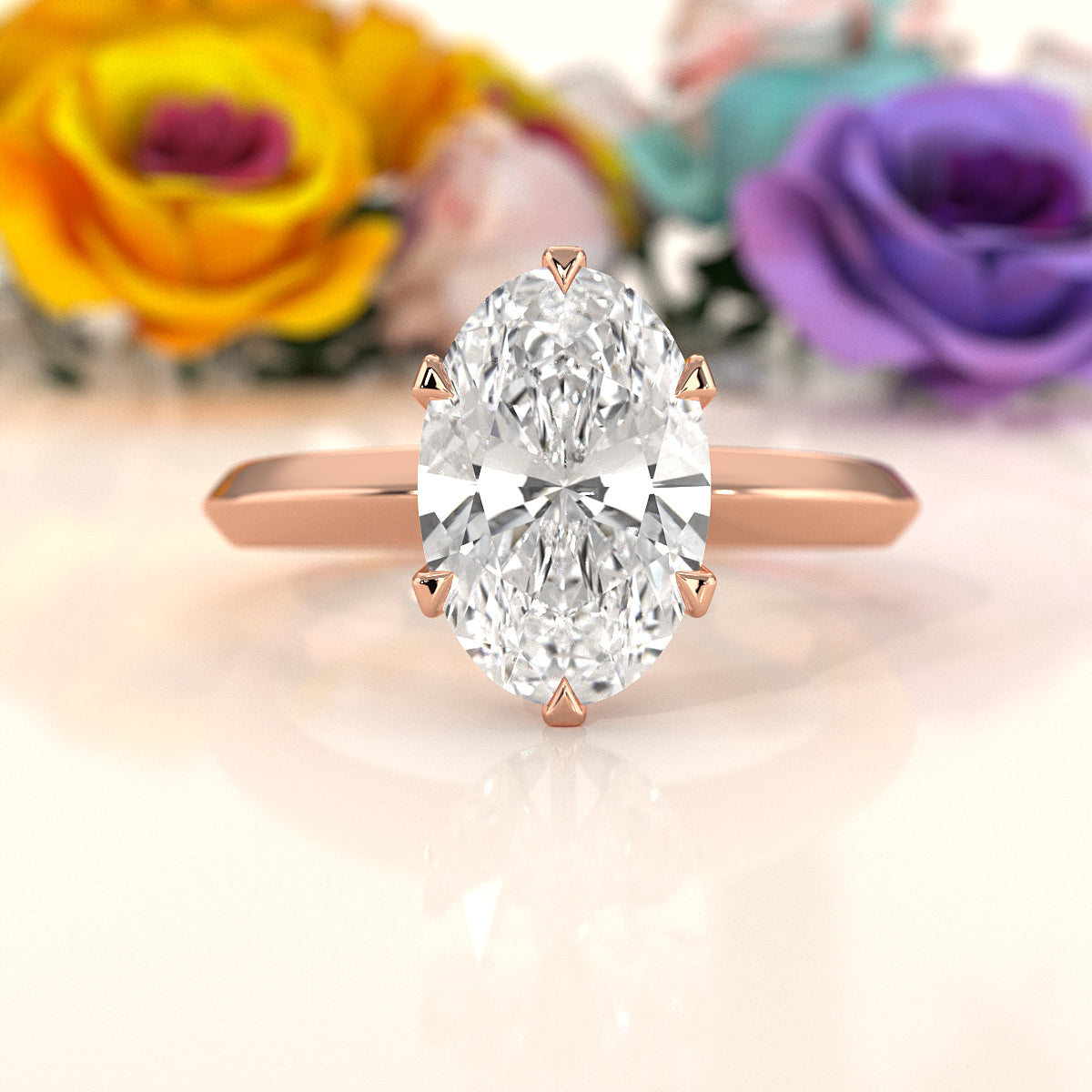 4g Six Prong Knife Edge Lab Grown Diamond IGI Certified Solitaire 3mm Ring Setting 1.00 Ct.