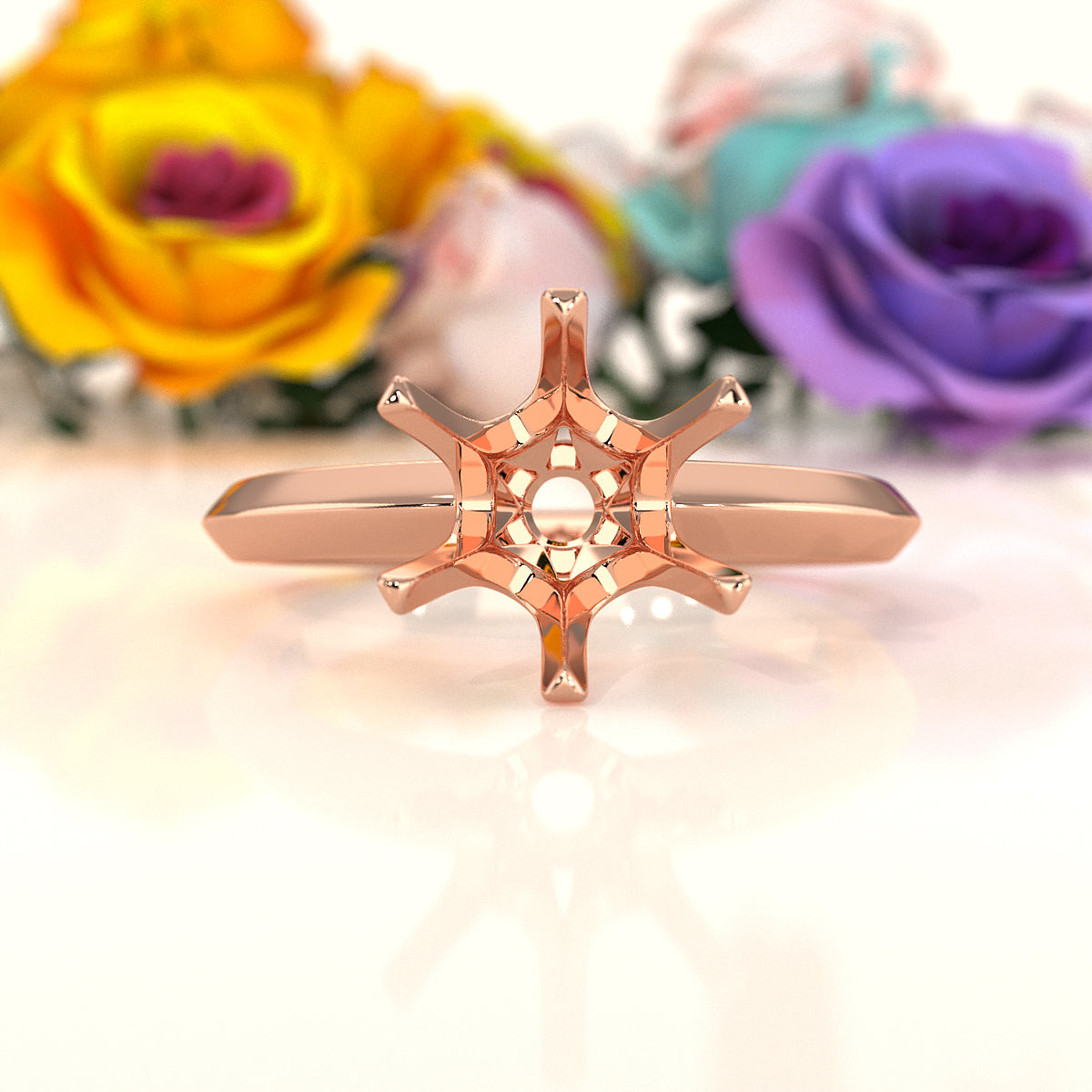 4g Six Prong Set Knife Edge Solitaire Semi Mount Engagement Ring Setting 3mm