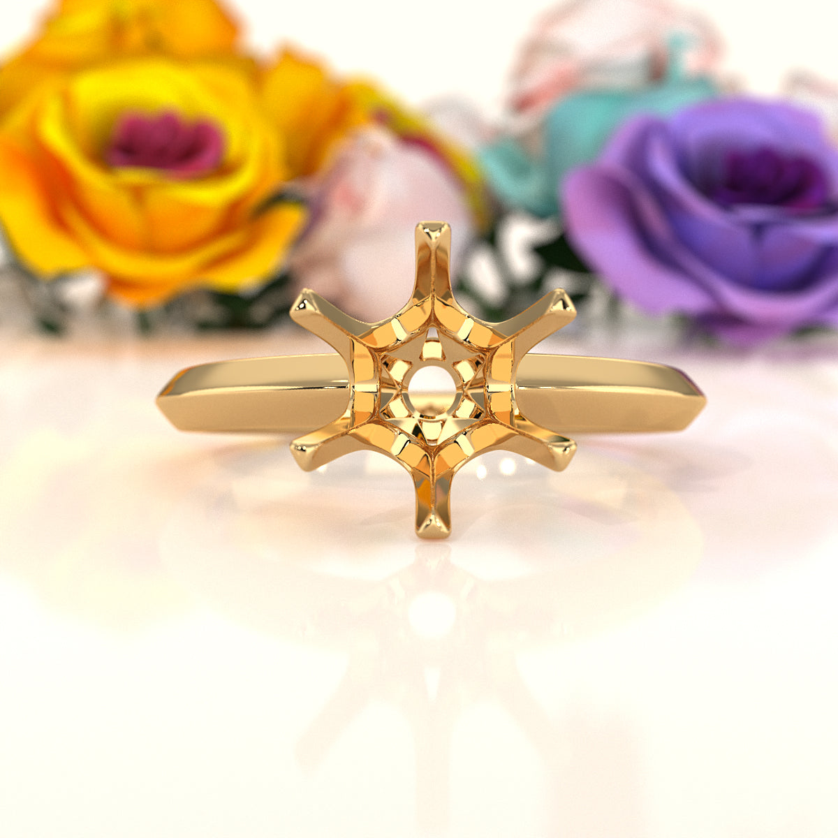 4g Six Prong Set Knife Edge Solitaire Semi Mount Engagement Ring Setting 3mm