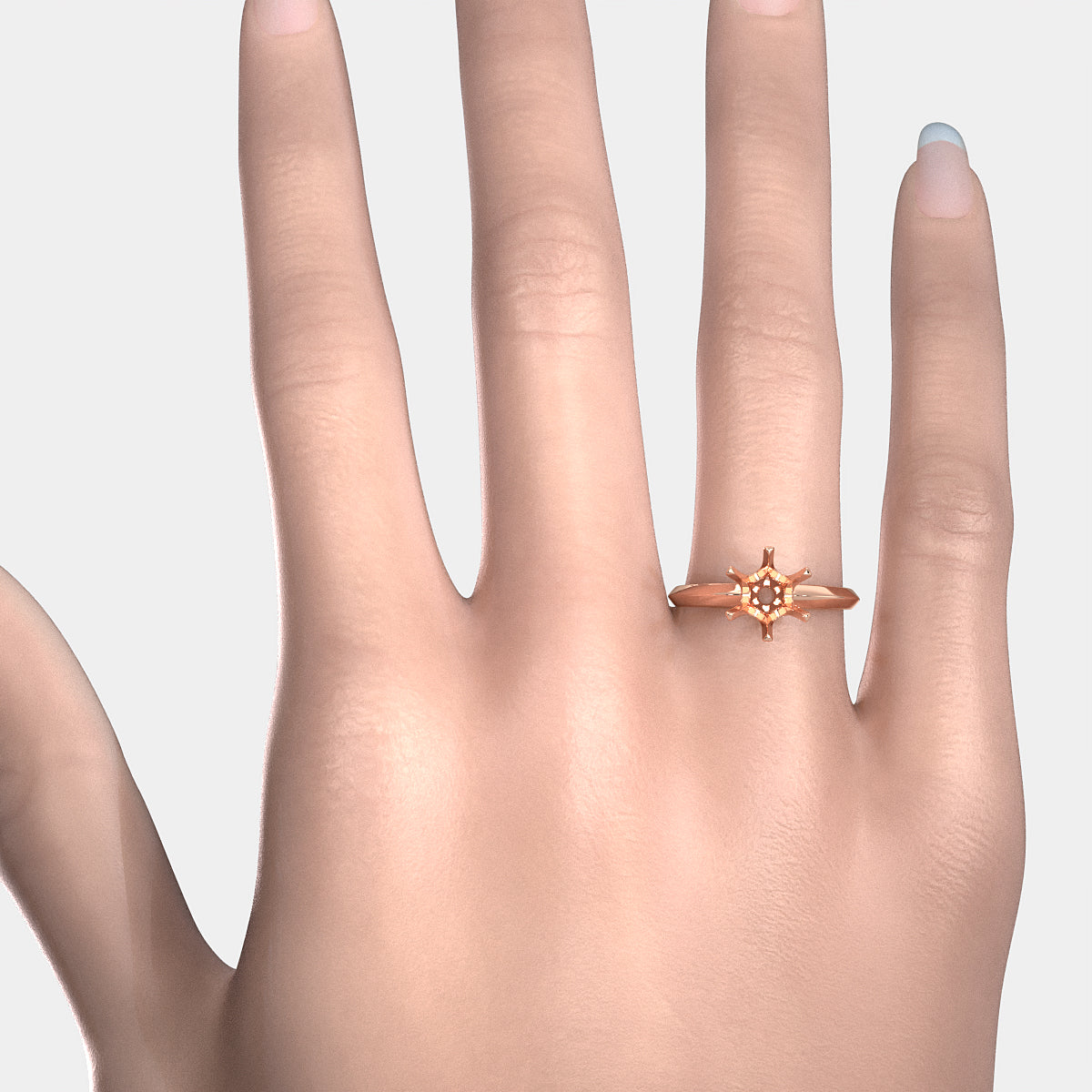 4g Six Prong Set Knife Edge Solitaire Semi Mount Engagement Ring Setting 3mm