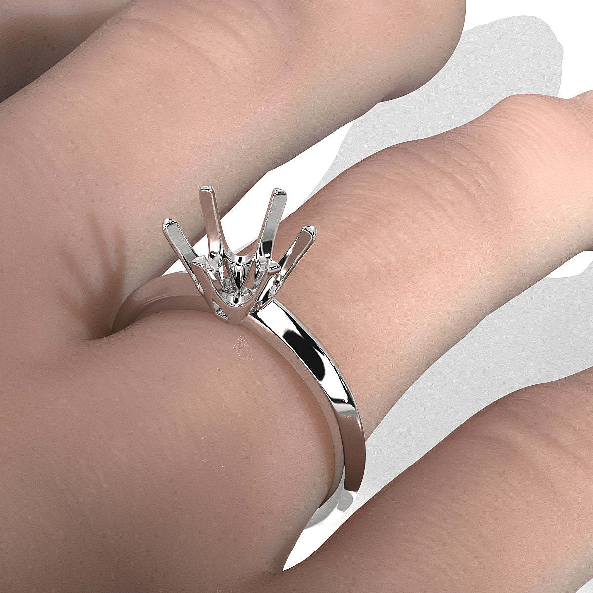 4g Six Prong Set Knife Edge Solitaire Semi Mount Engagement Ring Setting 3mm