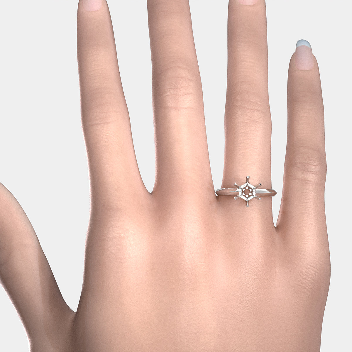 4g Six Prong Set Knife Edge Solitaire Semi Mount Engagement Ring Setting 3mm