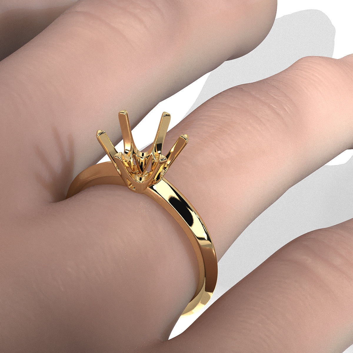 4g Six Prong Set Knife Edge Solitaire Semi Mount Engagement Ring Setting 3mm