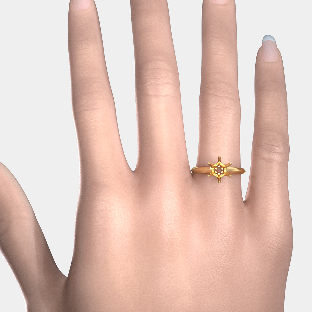 4g Six Prong Set Knife Edge Solitaire Semi Mount Engagement Ring Setting 3mm