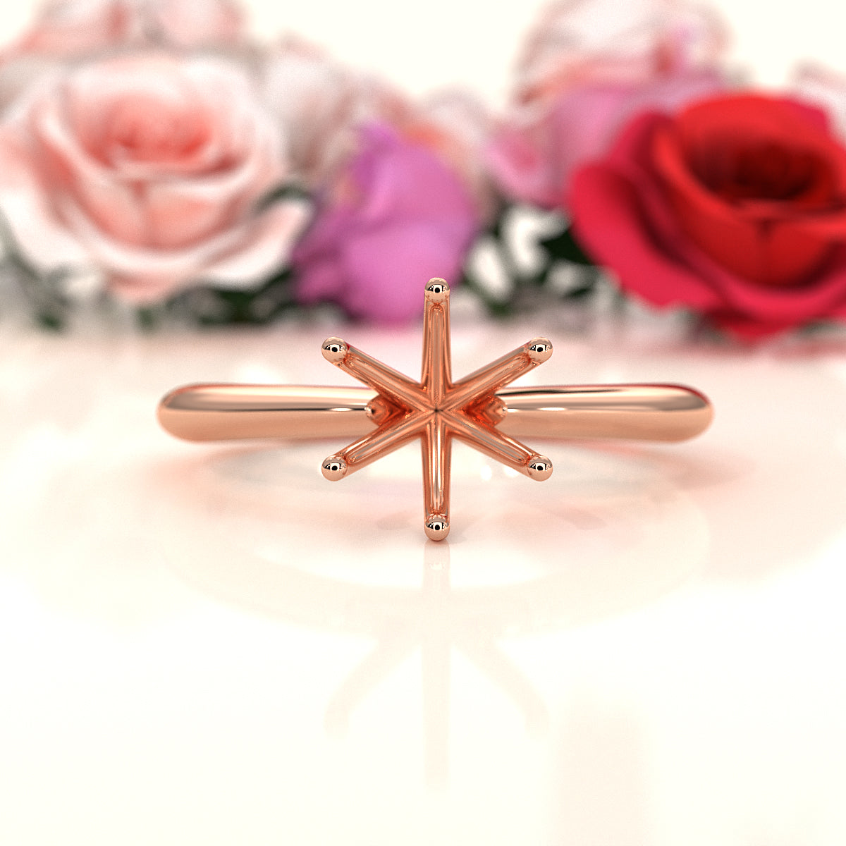 4.2g Six Prong Set Solitaire  Semi Mount Engagement Ring Setting 3mm